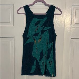 One Teaspoon Graphic Green Relaxed Tank Top